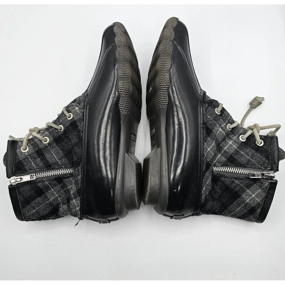 Sperry Top-Sider Womens‎ Saltwater Duck Boots Size 8 Black Gray Plaid Waterproof